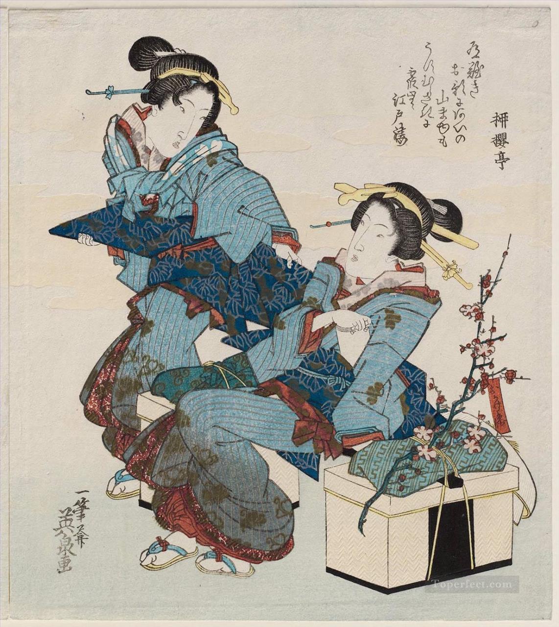 women on an excursion Keisai Eisen Ukiyoye Oil Paintings